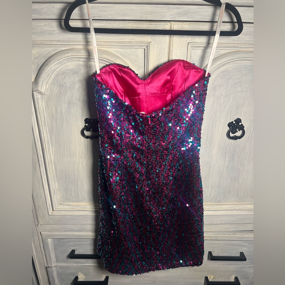 2000’s Frenchy Heather French Henry Sequin Strapless Dress Formal Pageant Prom - Picture 5 of 6
